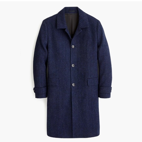 J.Crew Ludlow Oversize Coat Heather Herringbone Wool British Cloth 40S Navy - Picture 2 of 11